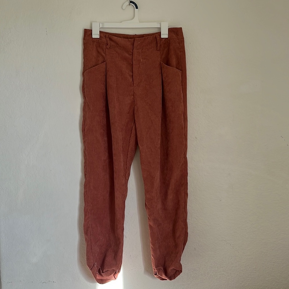 Salmon-Colored Corduroy Pants
